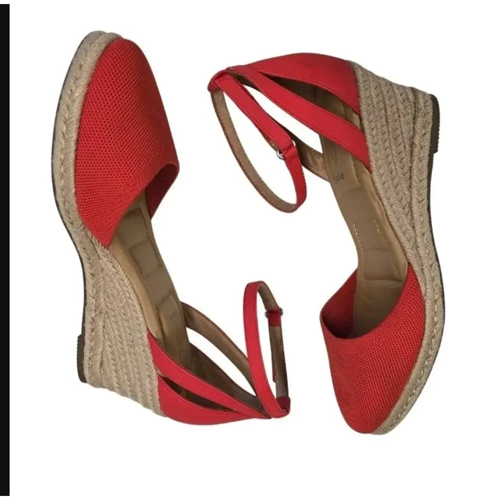 Joie Sloan Coral Espadrille Wedge Sandals Women's Size 9 Ankle Strap Jute Summer